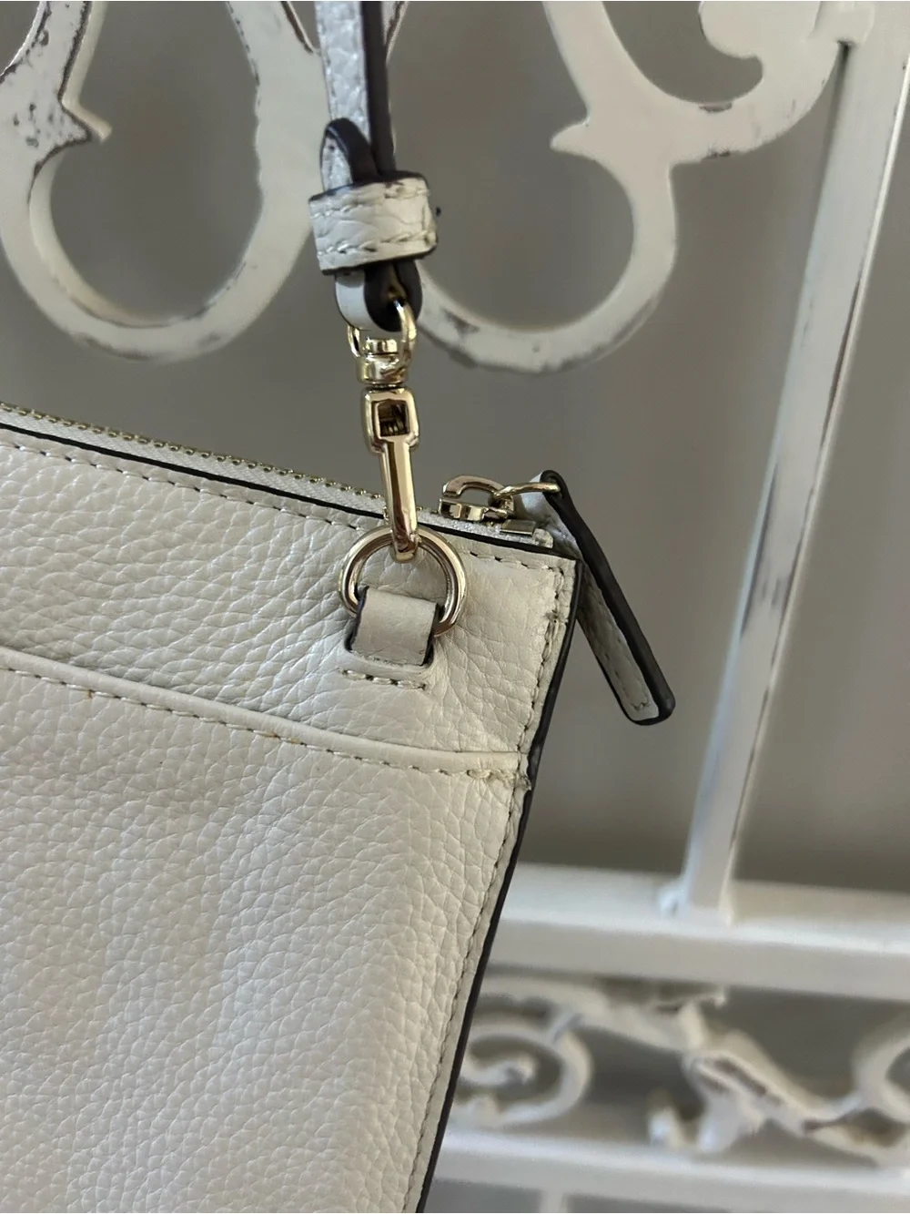 Women's Cream Crossbody Bag with Tassel Accent